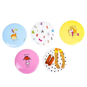 Espejo de maquillaje de bolsillo redondo portátil con dibujos animados, set compacto de moda para regalos.