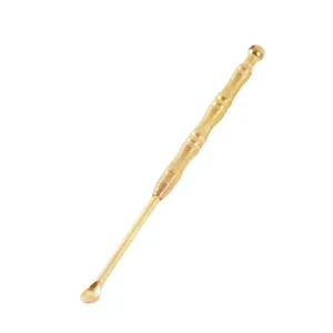 Pulisciorecchie in ottone a forma di bambù cucchiaio per cerume metallo portachiavi pendente