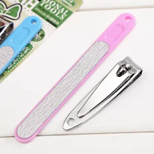 Nail clipper and file set stainless steel manicure tool for daily personal care and beauty use.