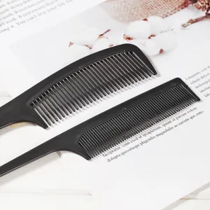 Black plastic tail hair combs set two pieces for professional hair styling and daily care.