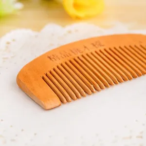 Natuurlijke perzik houten haarkam met fijne tanden, zachte hoofdhuid massage haarverzorging.