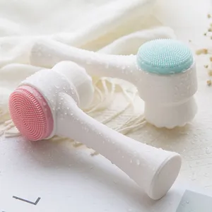 Brosse de Nettoyage Facial Manuelle Double Face Silicone Poils Souples 3D Nettoyage Profond Pores Massage Exfoliant Outils Soin Peau