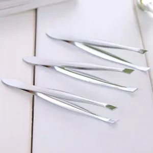 Stainless Steel Eyebrow Tweezers Precision Slanted Flat Tip Hair Removal Plucking Clips Professional Makeup Grooming Tools For Women Men Daily Carey
