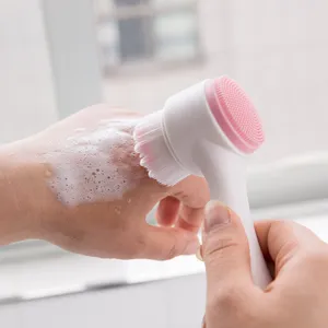 Brosse de nettoyage du visage manuelle double face avec poils souples et coussinets doux