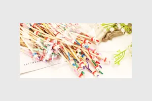 Natural bamboo ear picks with cute doll heads, bulk packed wooden ear spoons for daily use.