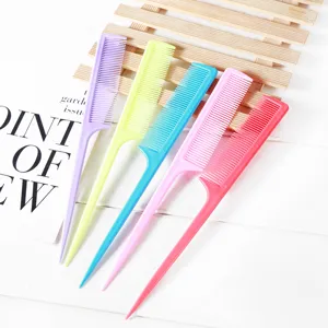 Professional Plastic Rat Tail Comb Dual-Level Teeth Sectioning Teasing Comb Heat Resistant Anti-Static Hair Styling Comb For Salon Home Unisex