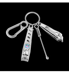 Stainless steel nail clipper keychain set multi-function portable ear pick pocket tool