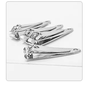 Stainless steel nail clipper smooth surface portable pocket manicure tool with keychain hole.