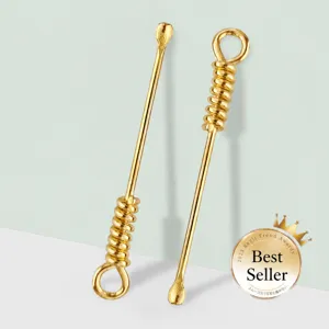 Stainless steel spiral ear spoon ear wax removal tool household portable ear cleaner tool