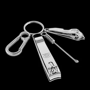 Stainless steel nail clipper set portable keyring ear pick pocket grooming tool kit