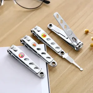 Stainless Steel Nail Clipper With Nail File And Keychain Portable Pocket Fingernail Cutter With Cute Fruit Decal Grooming Tool