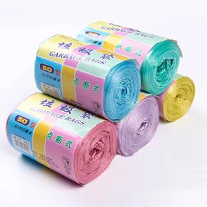 Colorful roll garbage bags 50x60cm plastic trash bags kitchen cleaning supplies pack