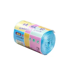 Blue roll garbage bags 50x60cm, durable plastic trash bags for kitchen and home daily use.