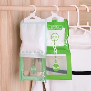 Hanging wardrobe dehumidifier bag moisture absorber for closet home use dampness removal 2pcs
