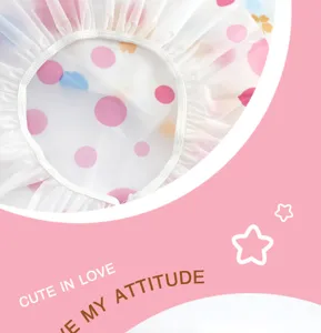 Cute polka dot waterproof shower cap thickened EVA bath cap for women daily hair protection