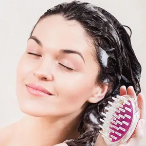 Silicone scalp massage brush with transparent handle, shampoo scrubber for hair care