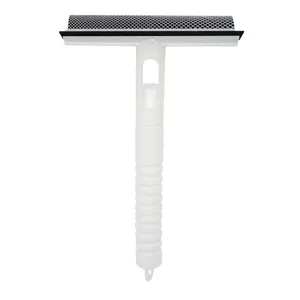Multifunctional window squeegee and glass cleaning brush with mesh sponge for efficient home cleaning.