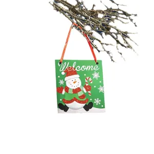 Christmas snowman welcome sign hanging ornament for festive holiday tree decoration