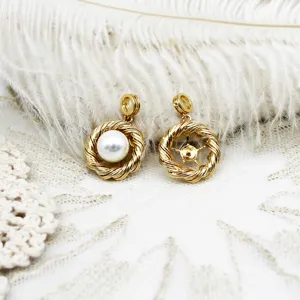 Close-up of elegant gold-plated twisted rope jewelry findings for DIY necklaces and earrings