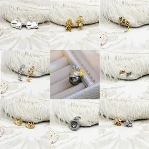 Ciondolo per Perle in Rame Placcato Oro 18K Collezione Animali DIY Accessori per Gioielli Strass Uccello Leopardo Cigno Coniglio