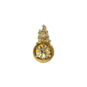 18K gold plated copper castle pearl pendant base with sparkling micro-inlaid zircon accents