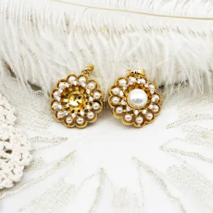 Detailed view of DIY 18K gold plated flower pearl pendant setting for handmade jewelry