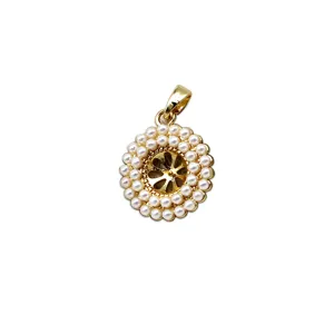18K gold plated geometric round pearl pendant setting for DIY jewelry