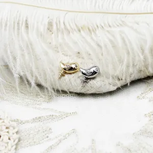 Ciondoli a forma di uccello placcati oro e argento con accenti di diamante per gioielli DIY
