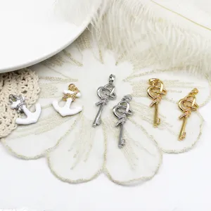 Grote Emaille Anker Sleutel Hanger DIY Sieraden Accessoires Vergulde Strass Hanger Ketting Materiaal Vrouwen