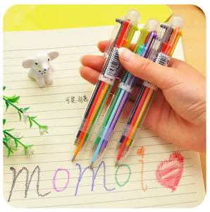 Bolígrafo multicolor, retráctil con 6 colores para escribir, papelería escolar y de oficina.