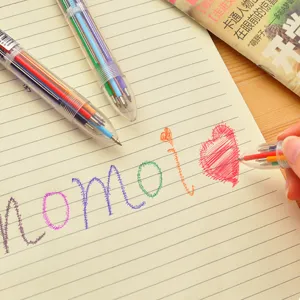 Bolígrafo retráctil de 6 colores transparente papelería para escritura multicolor