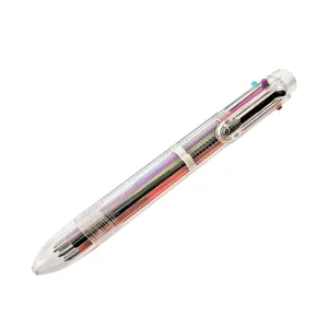 Bolígrafo multicolor transparente, bolígrafo retráctil 6 en 1 para material escolar y de oficina.