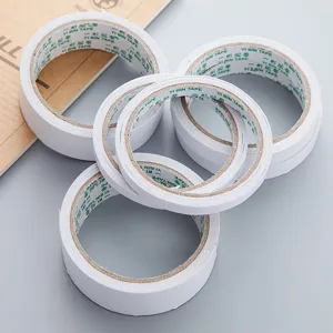 High viscosity double sided tape white strong adhesive tape rolls for office and school use