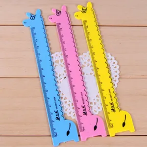 Leuke giraffe plastic rechte liniaal 15cm cartoon dier stationery voor school