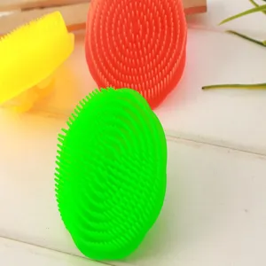 Silicone scalp massage shampoo brush set in multiple colors for gentle hair washing.
