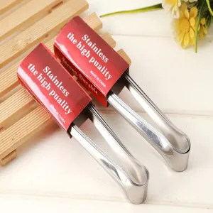 Stainless steel food tongs ice tongs kitchen baking barbecue serving tool with red paper packaging