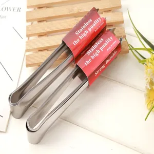 Stainless steel ice tongs for kitchen food clip bar tool bread bbq tong 2pcs set