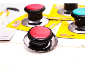 Boutons de couvercle de casserole de rechange avec base en acier inoxydable, rouge et bleu.