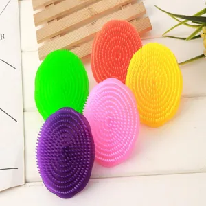 Colorful silicone scalp massage brush set for comfortable hair washing and deep cleaning.