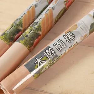 Rouleau à pâtisserie en bois naturel pour cuisine et cuisson, outil robuste en bois massif.