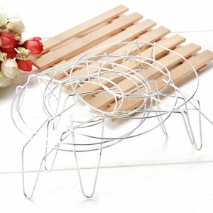 Grille de cuisson ronde en acier inoxydable dessous de plat cuisine pied haut cuiseur