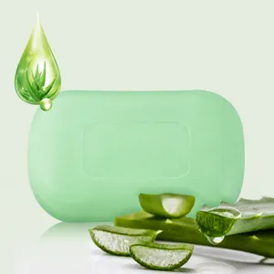 Natural aloe vera soap for face and body, moisturizing bar soap with plant oils for daily clean.