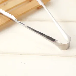 Stainless steel ice tong bread food clamp kitchen BBQ buffet sugar cube tool main view.