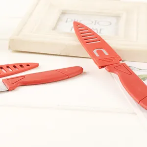 Red handle fruit knife kitchen stainless steel peeler with protective cover set main