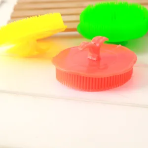 Silicone scalp massage shampoo brush with handle for hair cleaning and dandruff removal 3pcs