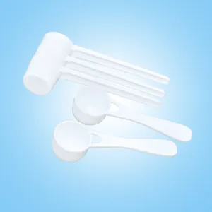 White plastic quantitative measuring spoons set for milk powder and powder supplements, durable.