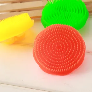 Silicone scalp massage shampoo brush with handle for hair washing and dandruff removal main