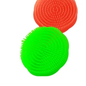 Silicone scalp massage shampoo brush for hair washing and dandruff removal, soft bristles.