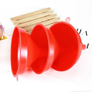 Embudo de plastico rojo gran diametro cocina aceite liquido herramienta dosif