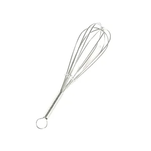 Stainless steel manual egg whisk kitchen baking tool wire whisk for blending flour and batter.